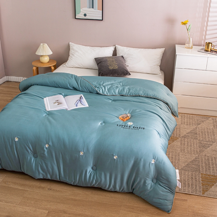 91家纺网 家纺一手货源 找家纺 久典2020新款天丝莫代尔抗菌被小雏菊系列 小雏菊-蓝