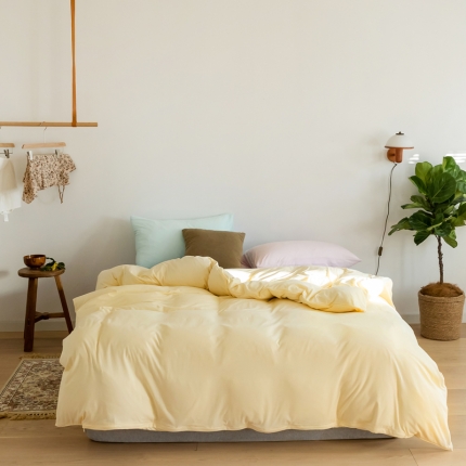 91家纺网 家纺一手货源 找家纺 （总）风向标 A类全棉针织棉素色（双拼&amp;撞色）四件套