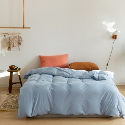 91家纺网 家纺一手货源 找家纺 （总）风向标 A类全棉针织棉素色（双拼&amp;撞色）四件套