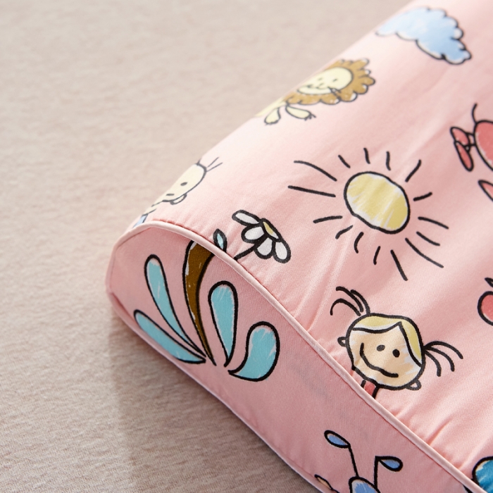 91家纺网 家纺一手货源 找家纺 萌番宝 2020潮款儿童乳胶枕 粉色童年