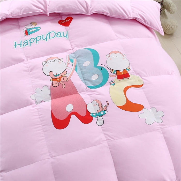 91家纺网 家纺一手货源 找家纺 圣梦莱儿童全棉羽绒冬被凡是质量问题退货厂家承担费用三只猴子