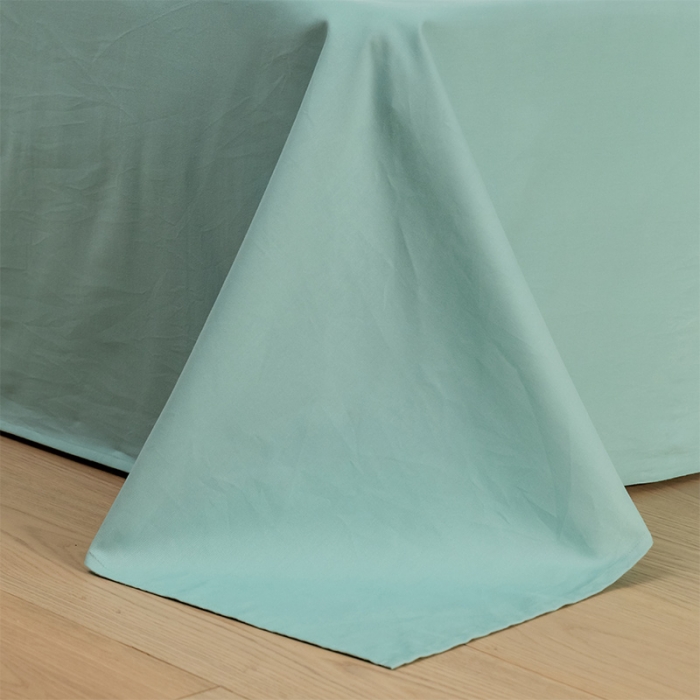 91家纺网 家纺一手货源 找家纺 窝米 2020新款40s纯色磨毛四件套花边系列 湖蓝