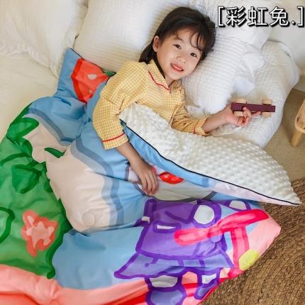 91家纺网 家纺一手货源 找家纺 星期八 2020新款双面绒豆豆被 彩虹兔