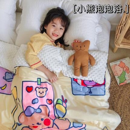91家纺网 家纺一手货源 找家纺 星期八 2020新款双面绒豆豆被 小熊泡泡浴