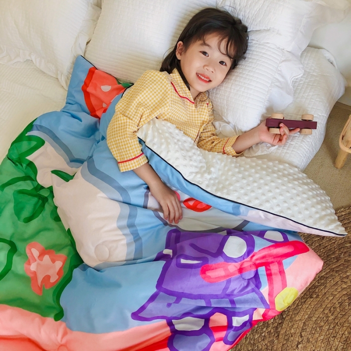 91家纺网 家纺一手货源 找家纺 星期八 2020新款双面绒豆豆被 彩虹兔