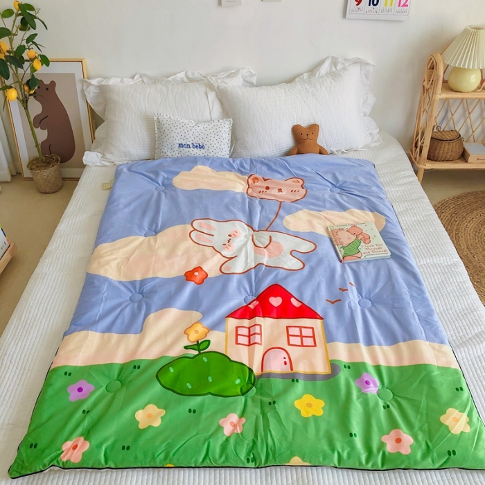 91家纺网 家纺一手货源 找家纺 星期八 2020新款双面绒豆豆被 气球小熊