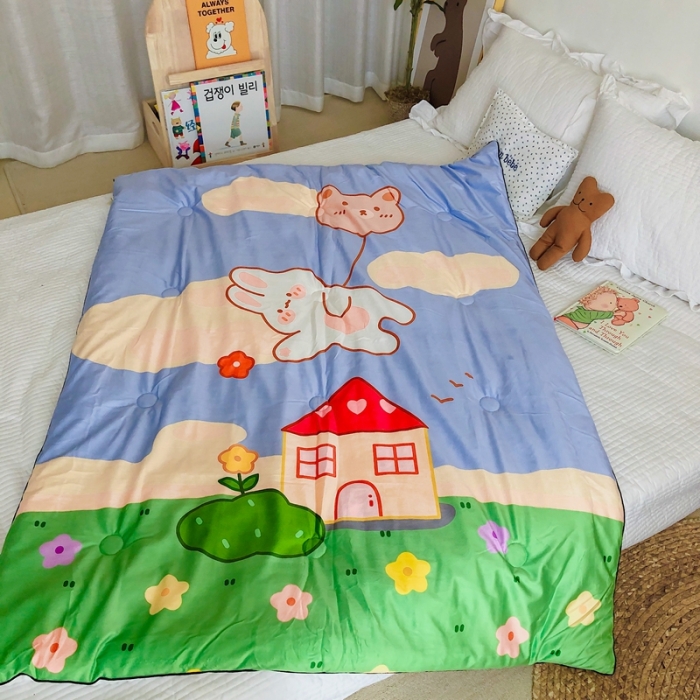 91家纺网 家纺一手货源 找家纺 星期八 2020新款双面绒豆豆被 气球小熊