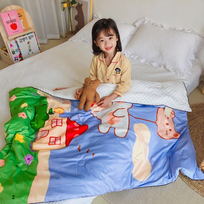 91家纺网 家纺一手货源 找家纺 星期八 2020新款双面绒豆豆被 气球小熊