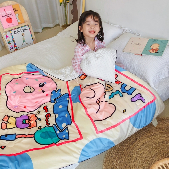 91家纺网 家纺一手货源 找家纺 星期八 2020新款双面绒豆豆被 甜甜圈