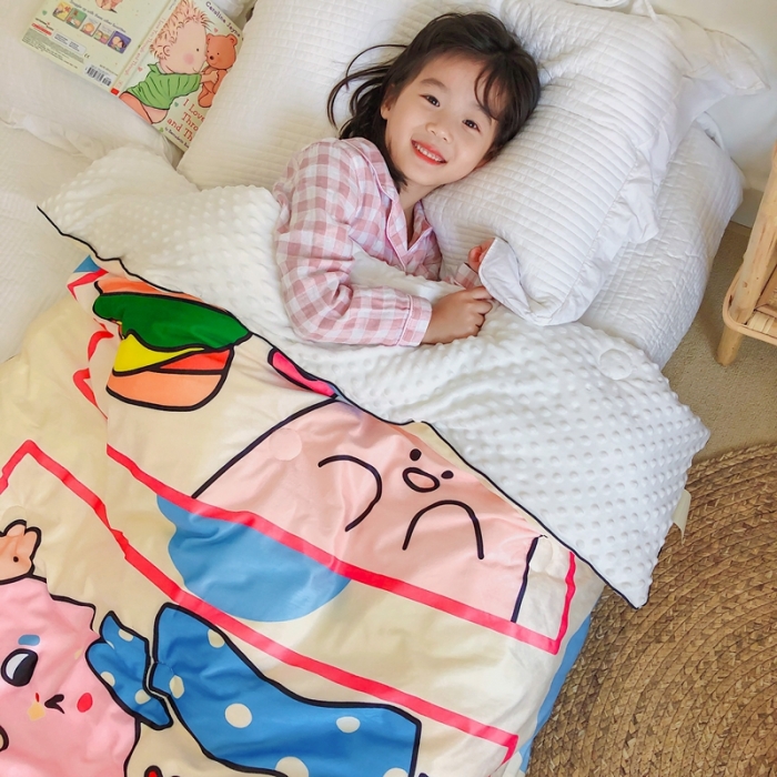 91家纺网 家纺一手货源 找家纺 星期八 2020新款双面绒豆豆被 甜甜圈