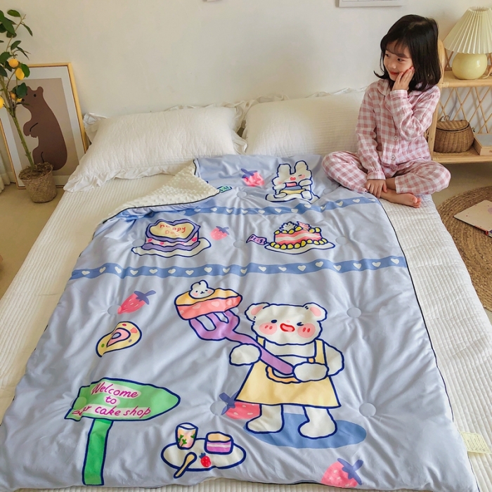 91家纺网 家纺一手货源 找家纺 星期八 2020新款双面绒豆豆被 小熊蛋糕