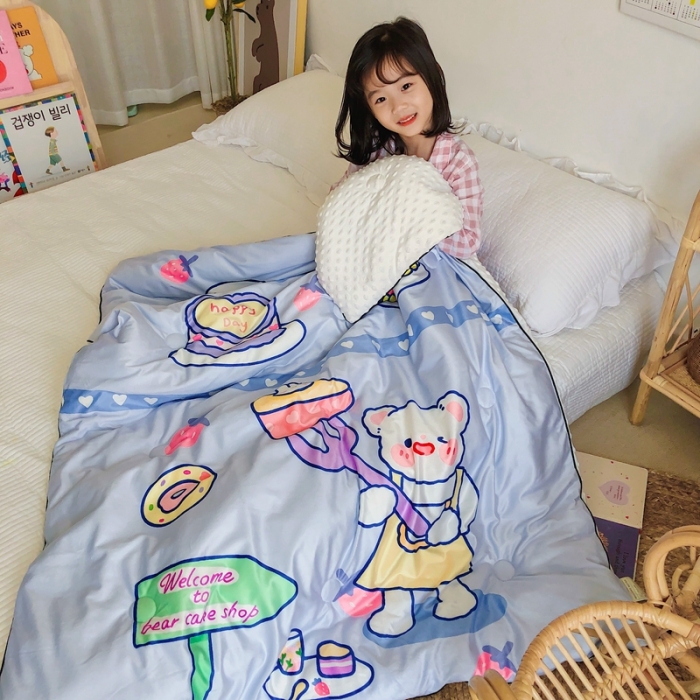 91家纺网 家纺一手货源 找家纺 星期八 2020新款双面绒豆豆被 小熊蛋糕