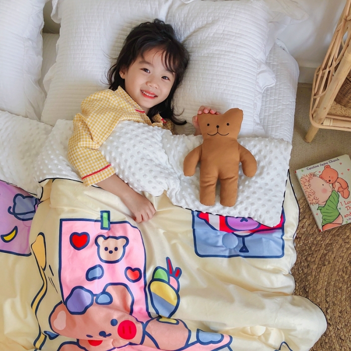 91家纺网 家纺一手货源 找家纺 星期八 2020新款双面绒豆豆被 小熊泡泡浴