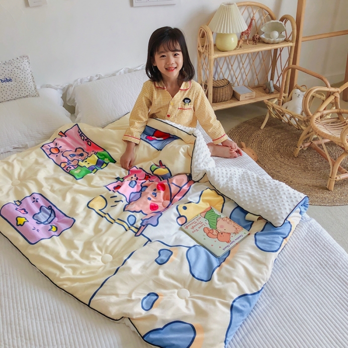 91家纺网 家纺一手货源 找家纺 星期八 2020新款双面绒豆豆被 小熊泡泡浴