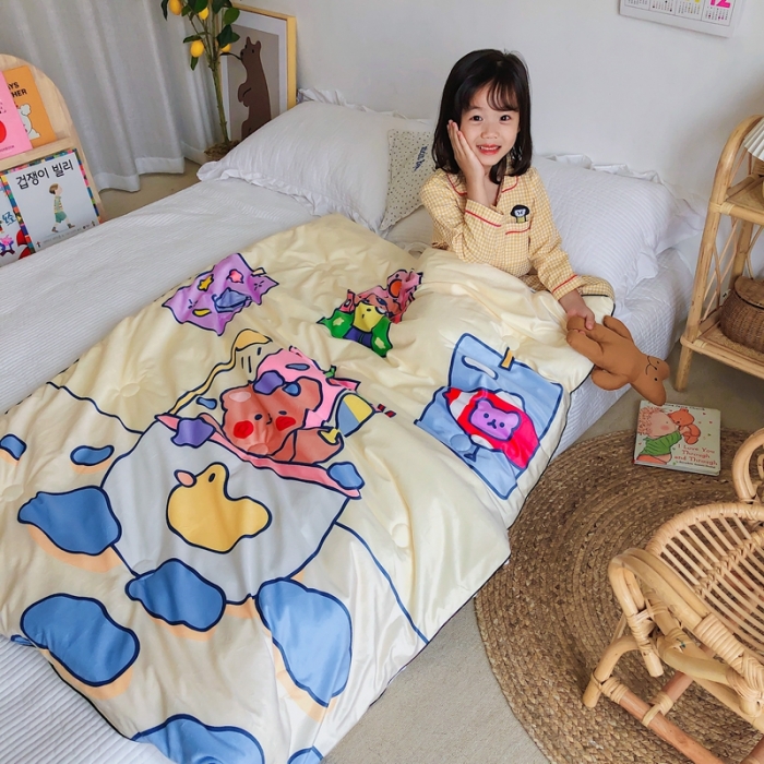 91家纺网 家纺一手货源 找家纺 星期八 2020新款双面绒豆豆被 小熊泡泡浴