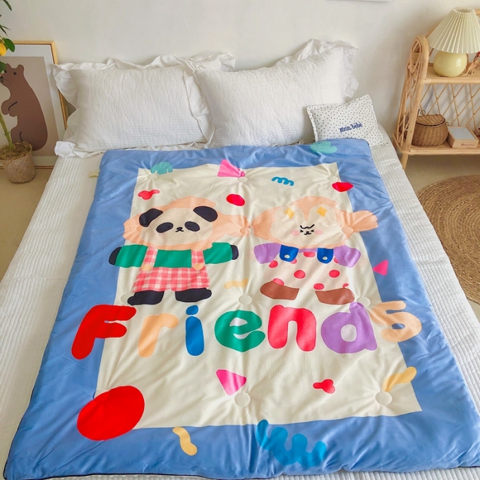 91家纺网 家纺一手货源 找家纺 星期八 2020新款双面绒豆豆被 熊猫兔