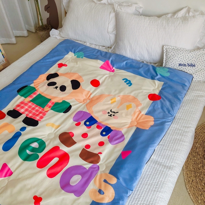 91家纺网 家纺一手货源 找家纺 星期八 2020新款双面绒豆豆被 熊猫兔