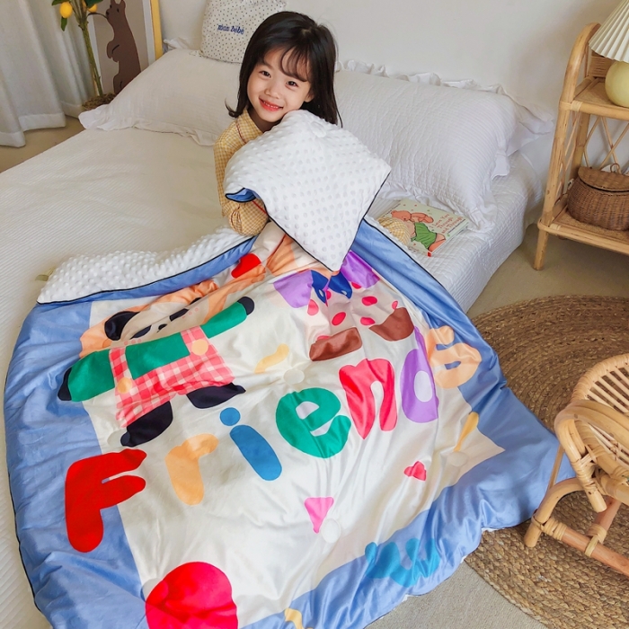 91家纺网 家纺一手货源 找家纺 星期八 2020新款双面绒豆豆被 熊猫兔