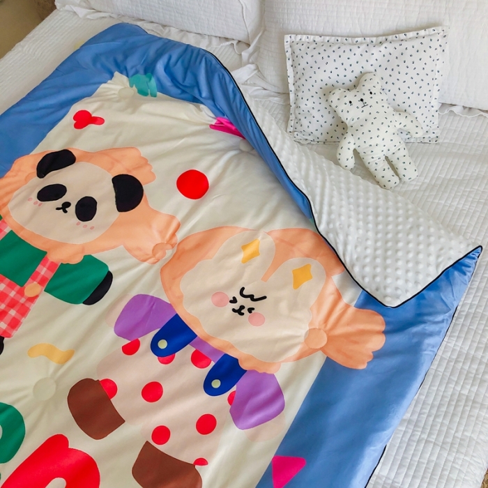 91家纺网 家纺一手货源 找家纺 星期八 2020新款双面绒豆豆被 熊猫兔
