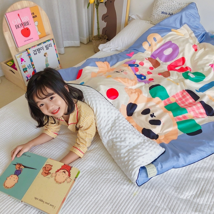 91家纺网 家纺一手货源 找家纺 星期八 2020新款双面绒豆豆被 熊猫兔