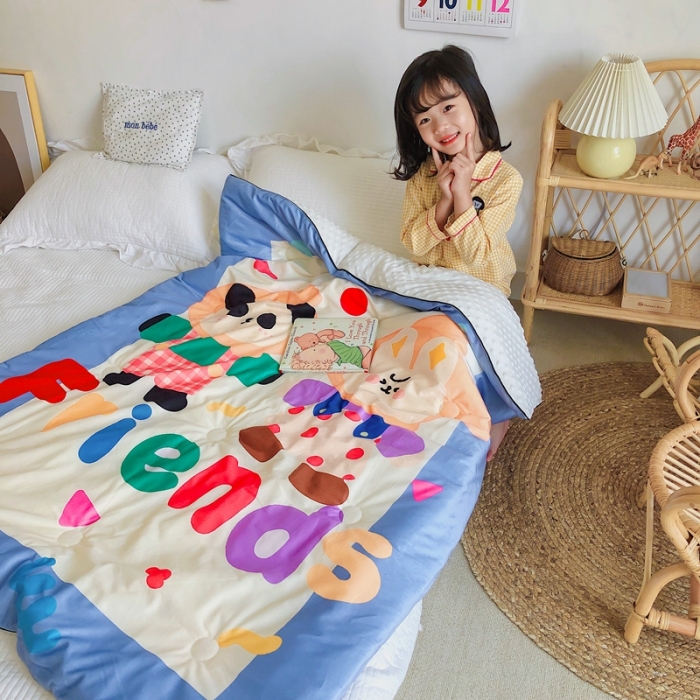 91家纺网 家纺一手货源 找家纺 星期八 2020新款双面绒豆豆被 熊猫兔