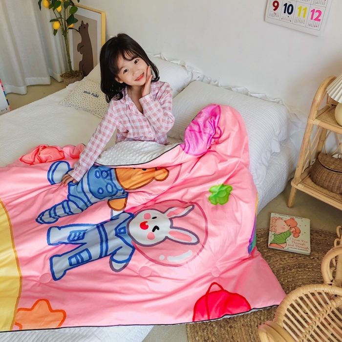 91家纺网 家纺一手货源 找家纺 星期八 2020新款双面绒豆豆被 宇宙小兔