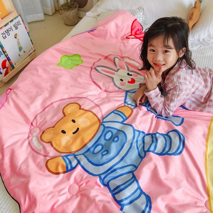 91家纺网 家纺一手货源 找家纺 星期八 2020新款双面绒豆豆被 宇宙小兔