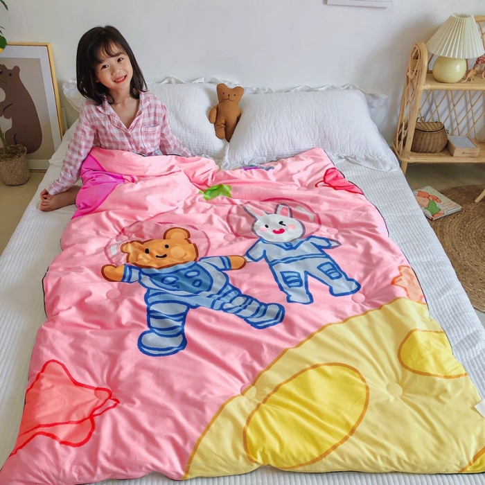 91家纺网 家纺一手货源 找家纺 星期八 2020新款双面绒豆豆被 宇宙小兔