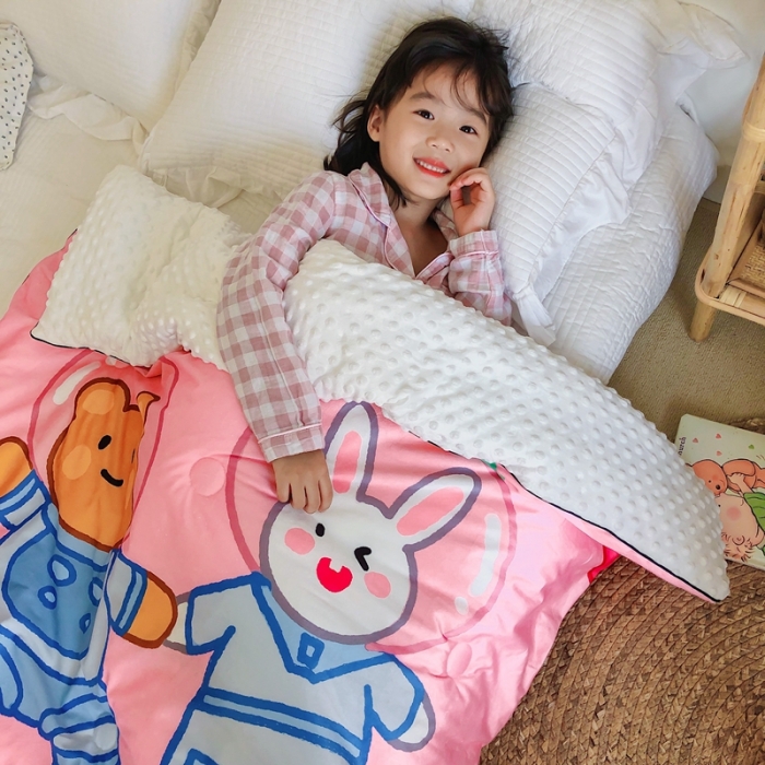 91家纺网 家纺一手货源 找家纺 星期八 2020新款双面绒豆豆被 宇宙小兔