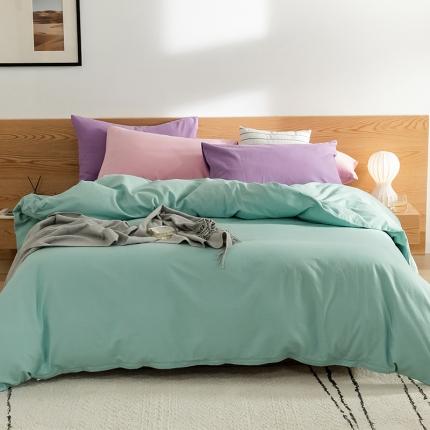 91家纺网 家纺一手货源 找家纺 （总）窝米 2020新款40s纯色磨毛四件套撞色系列