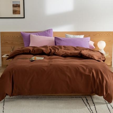 91家纺网 家纺一手货源 找家纺 （总）窝米 2020新款40s纯色磨毛四件套撞色系列