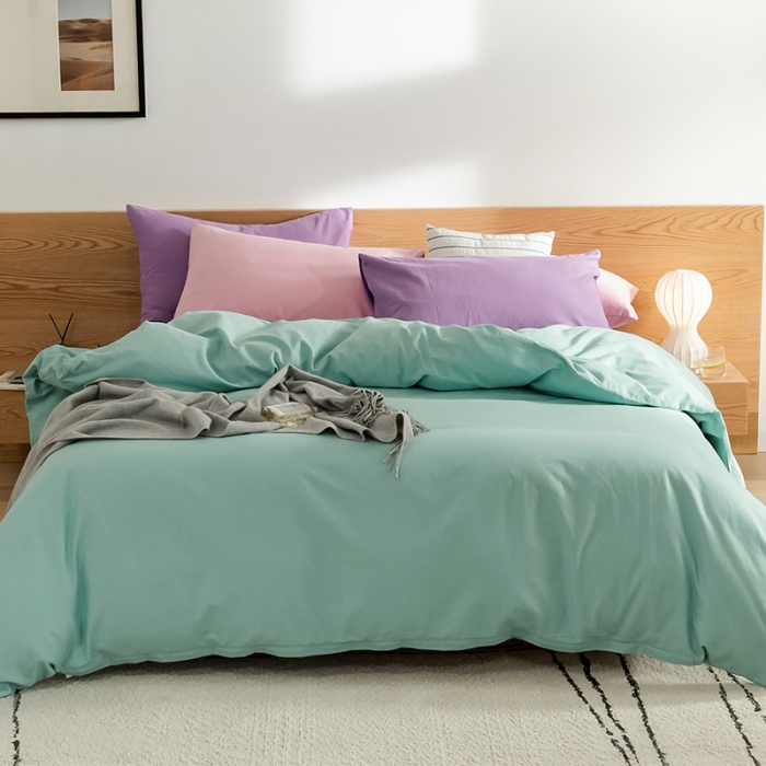 91家纺网 家纺一手货源 找家纺 （总）窝米 2020新款40s纯色磨毛四件套撞色系列