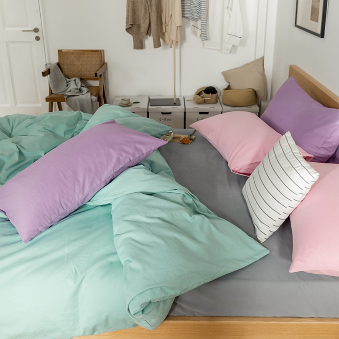 91家纺网 家纺一手货源 找家纺 （总）窝米 2020新款40s纯色磨毛四件套撞色系列