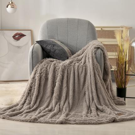 卡奥家纺 2021多功能双层超柔长毛毯空调毯毛绒被套 咖灰