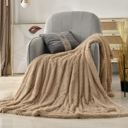 卡奥家纺 2021多功能双层超柔长毛毯空调毯毛绒被套 驼色