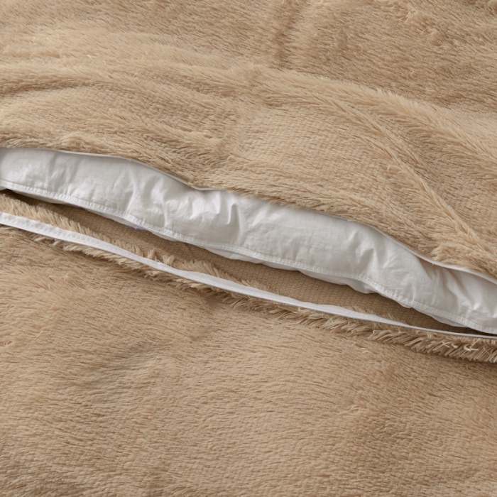 91家纺网 家纺一手货源 找家纺 卡奥家纺 2021多功能双层超柔长毛毯空调毯毛绒被套 驼色