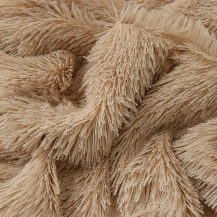 91家纺网 家纺一手货源 找家纺 卡奥家纺 2021多功能双层超柔长毛毯空调毯毛绒被套 驼色