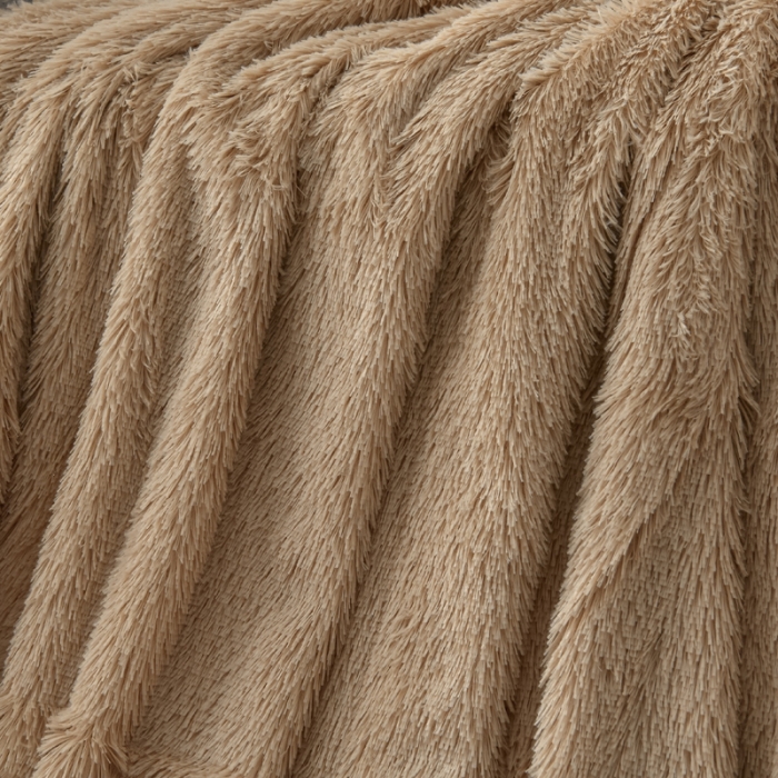91家纺网 家纺一手货源 找家纺 卡奥家纺 2021多功能双层超柔长毛毯空调毯毛绒被套 驼色