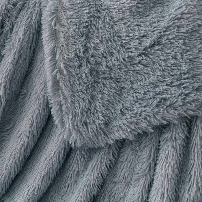 91家纺网 家纺一手货源 找家纺 卡奥家纺 2021多功能双层超柔长毛毯空调毯毛绒被套 银灰