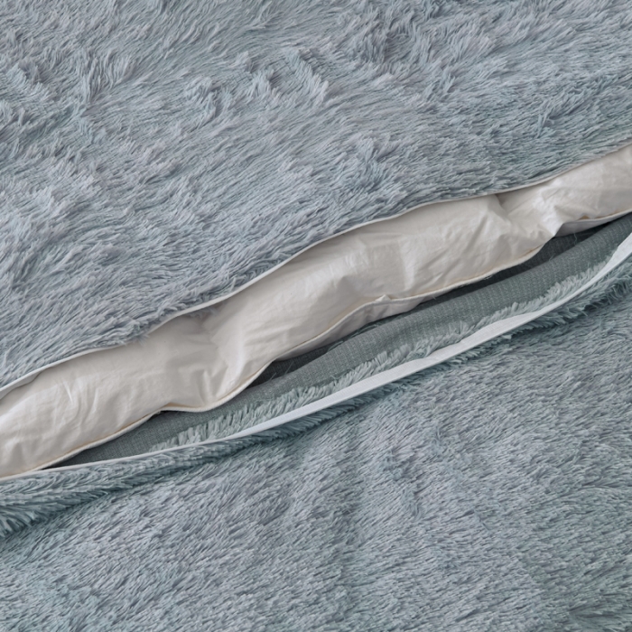 91家纺网 家纺一手货源 找家纺 卡奥家纺 2021多功能双层超柔长毛毯空调毯毛绒被套 银灰