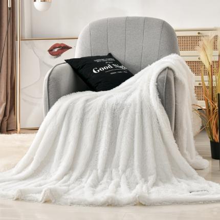 卡奥家纺 2021多功能双层超柔长毛毯空调毯毛绒被套增白色
