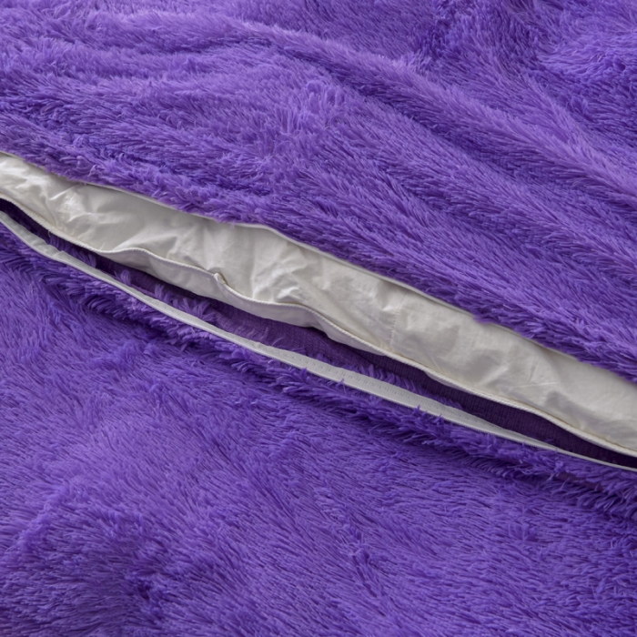 91家纺网 家纺一手货源 找家纺 卡奥家纺 2021多功能双层超柔长毛毯空调毯毛绒被套 紫罗兰