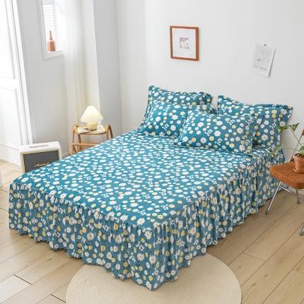 纽缦 2020新款绒单层床裙 雏菊之恋蓝