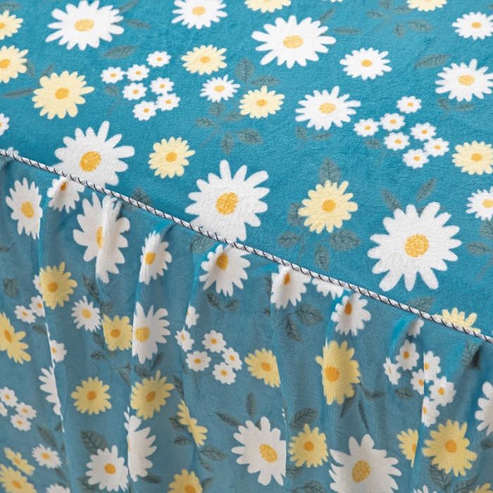 91家纺网 家纺一手货源 找家纺 纽缦 2020新款绒单层床裙 雏菊之恋蓝