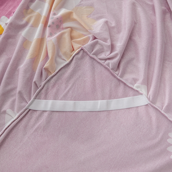 91家纺网 家纺一手货源 找家纺 纽缦 2020新款绒单层床裙 大雏菊豆沙