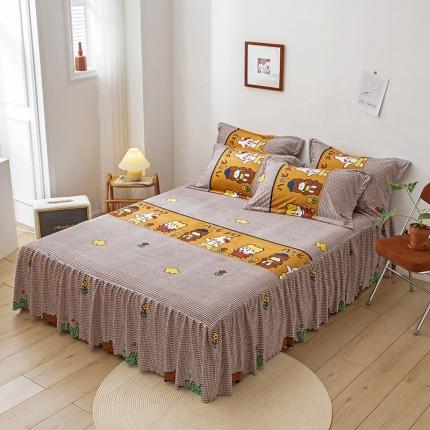 91家纺网 家纺一手货源 找家纺 纽缦 2020新款绒单层床裙 可可佳人浅咖