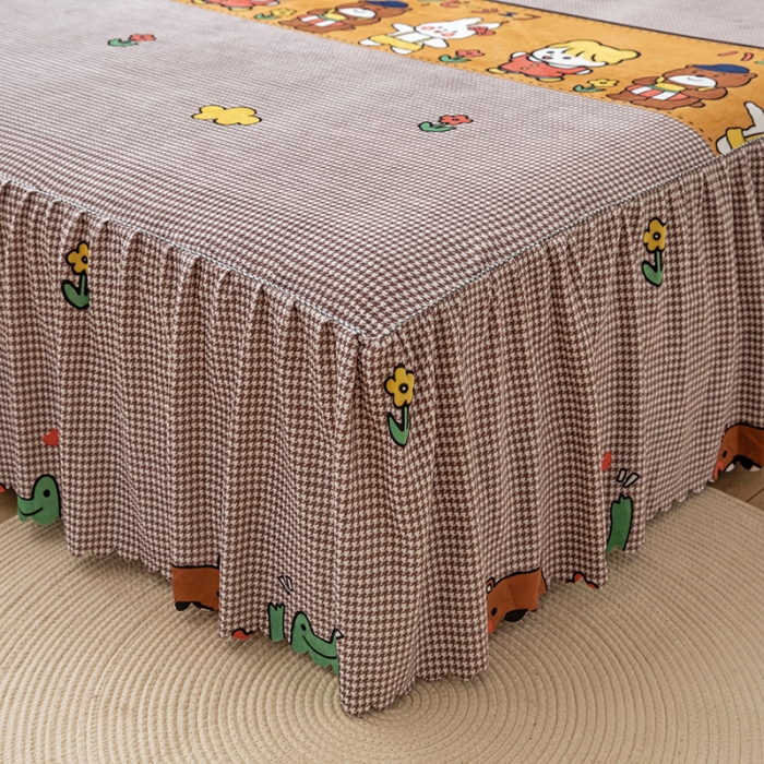 91家纺网 家纺一手货源 找家纺 纽缦 2020新款绒单层床裙 可可佳人浅咖