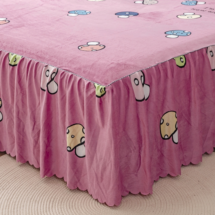 91家纺网 家纺一手货源 找家纺 纽缦 2020新款绒单层床裙 蘑菇派玉