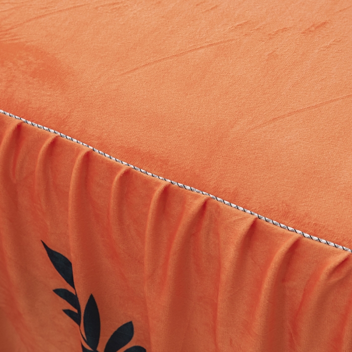 91家纺网 家纺一手货源 找家纺 纽缦 2020新款绒单层床裙 陌上花开橘红