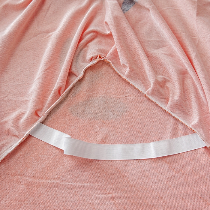 91家纺网 家纺一手货源 找家纺 纽缦 2020新款绒单层床裙 陌上花开橘红